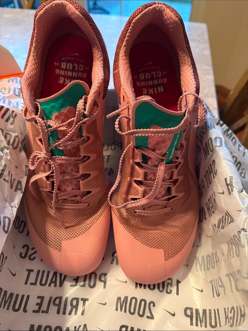 Nike Women’s Coral Pink Running Shoes with Teal Tongue
